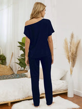 Boat Neck Top and Pants Lounge Set - V.I.P Digital Presence