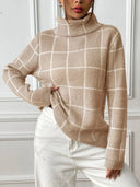 Bottom layer shirt contrasting plaid high neck sweater top - V.I.P Digital Presence