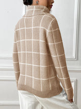 Bottom layer shirt contrasting plaid high neck sweater top - V.I.P Digital Presence