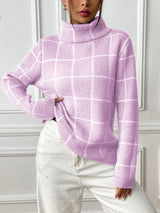 Bottom layer shirt contrasting plaid high neck sweater top - V.I.P Digital Presence