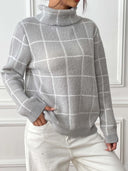 Bottom layer shirt contrasting plaid high neck sweater top - V.I.P Digital Presence