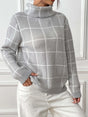 Bottom layer shirt contrasting plaid high neck sweater top - V.I.P Digital Presence