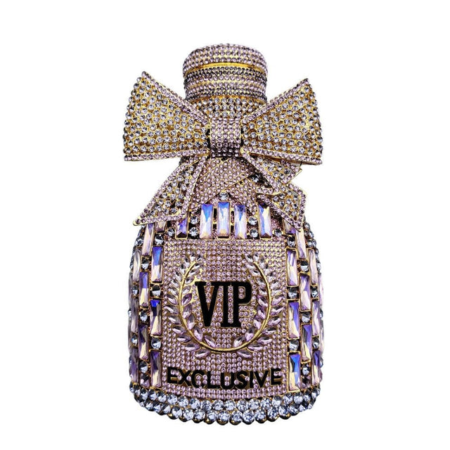Bow Champagne Wine Bottle Diamond Set Banquet Bag Crystal Handbag for Women - V.I.P Digital Presence