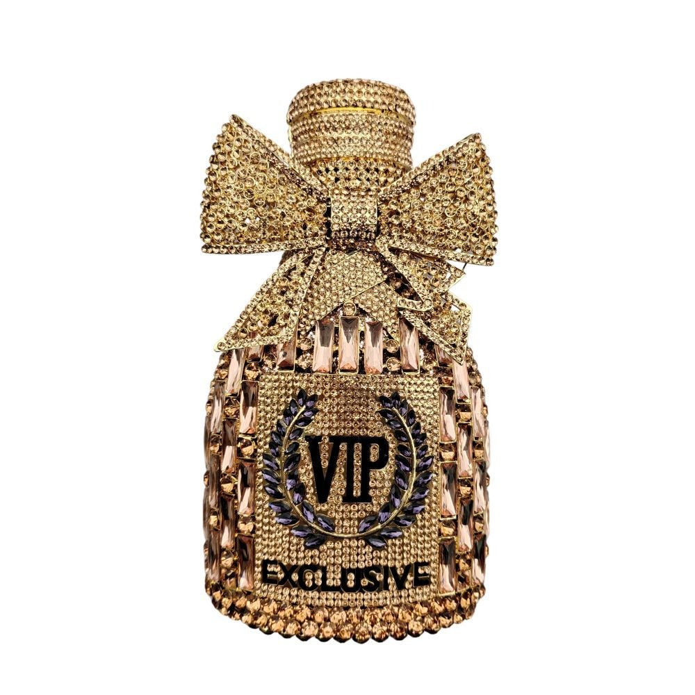 Bow Champagne Wine Bottle Diamond Set Banquet Bag Crystal Handbag for Women - V.I.P Digital Presence