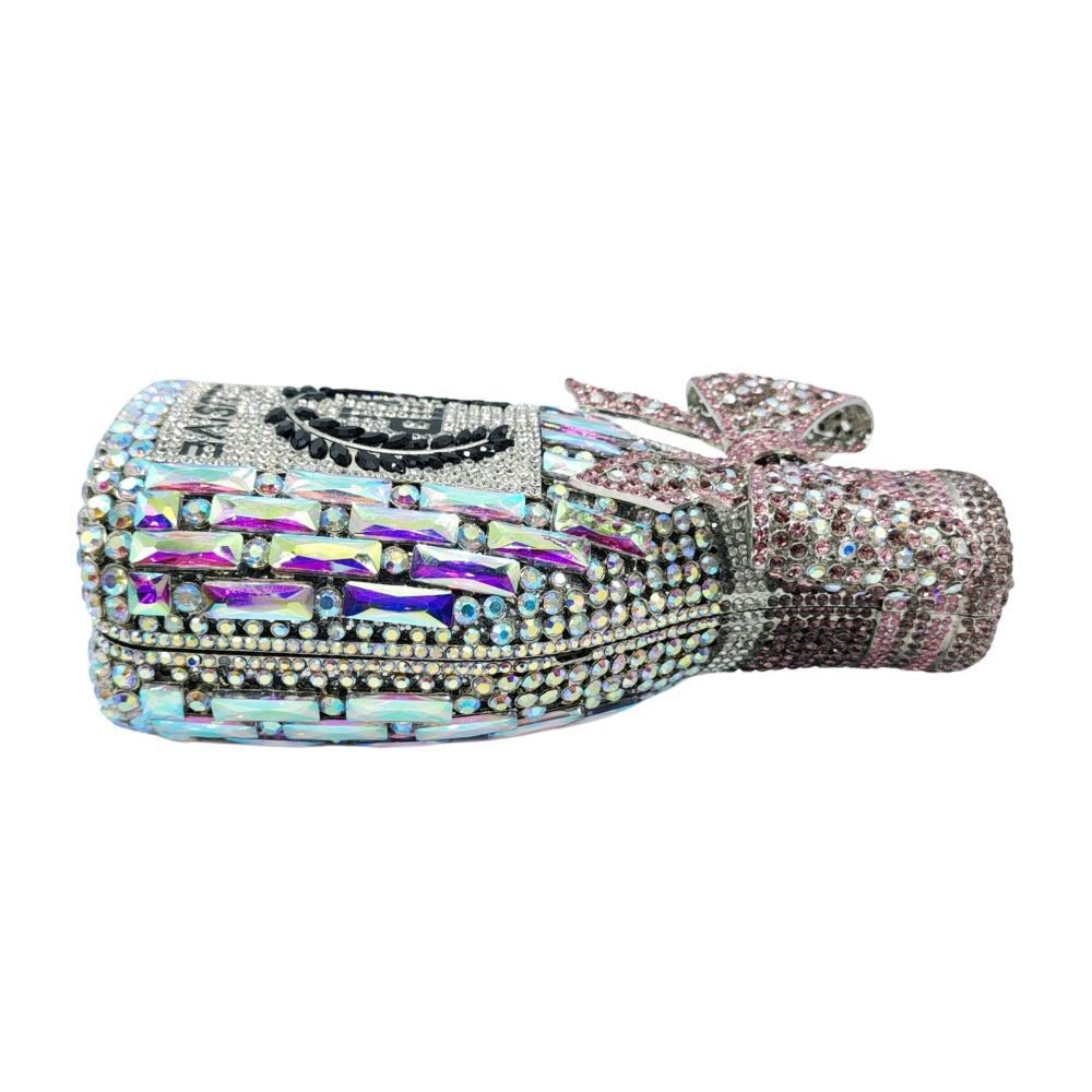 Bow Champagne Wine Bottle Diamond Set Banquet Bag Crystal Handbag for Women - V.I.P Digital Presence