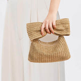 Bow knot grass woven handbag small bag hand-held bag - V.I.P Digital Presence