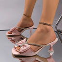 Bow Rhinestone Open-Toe Sandals - V.I.P Digital Presence