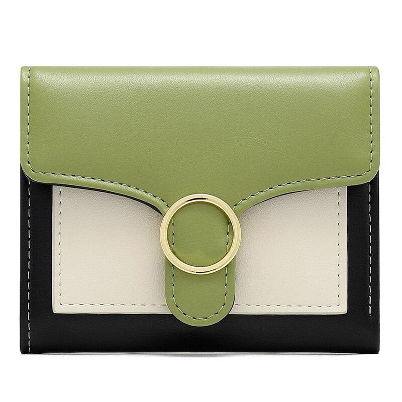 Brand Designer Geometric Panelled Trifold Women Wallet Pu Leather Zipper Coin Ladies Small Purse Card Holder Short Female Wallet - V.I.P Digital Presence