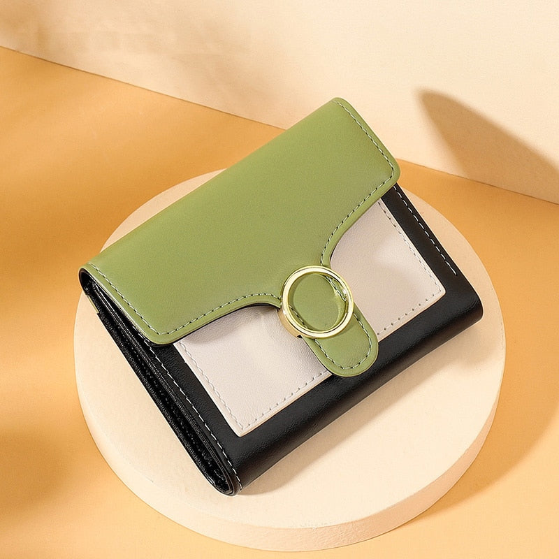 Brand Designer Geometric Panelled Trifold Women Wallet Pu Leather Zipper Coin Ladies Small Purse Card Holder Short Female Wallet - V.I.P Digital Presence