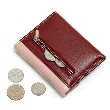Brand Designer Geometric Panelled Trifold Women Wallet Pu Leather Zipper Coin Ladies Small Purse Card Holder Short Female Wallet - V.I.P Digital Presence
