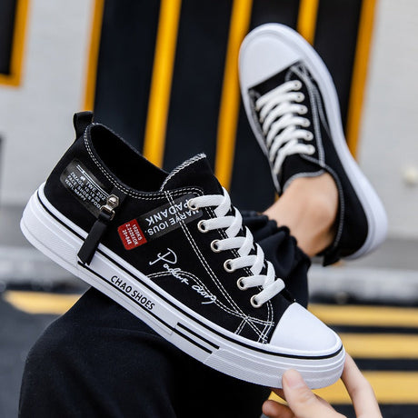 Breathable men's canvas shoes, Hong Kong style men's shoes, casual cloth shoes, trendy, lightweight, low top board shoes - V.I.P Digital Presence