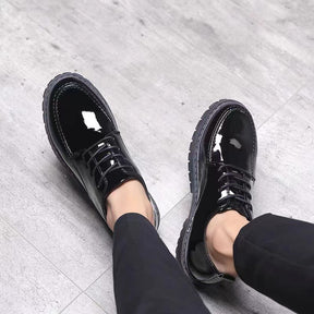 Bright leather casual leather shoes, men's business formal wear, British men's shoes, youth trend, versatile, thick soled, height increasing small leather shoes - V.I.P Digital Presence