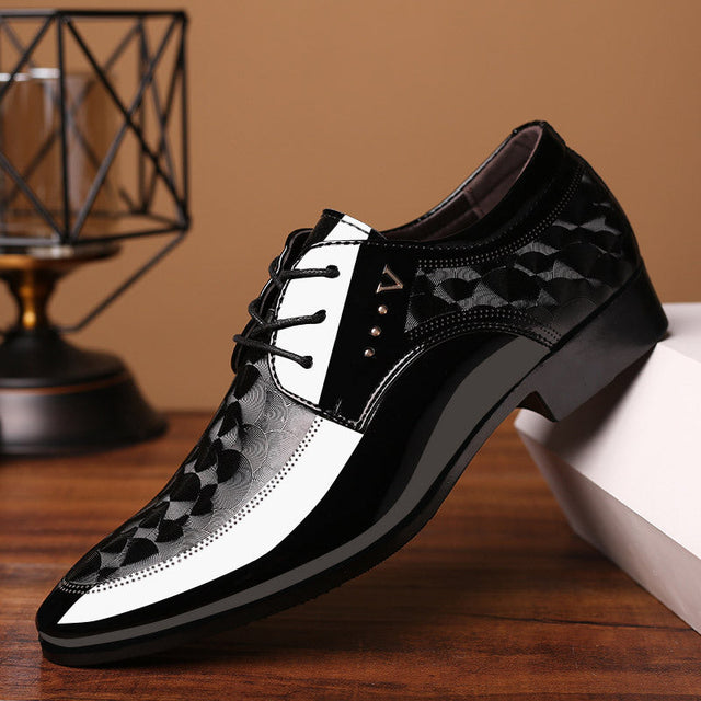 Bright leather shoes for men's business dress shoes, plus size men's shoes, versatile wedding shoes - V.I.P Digital Presence