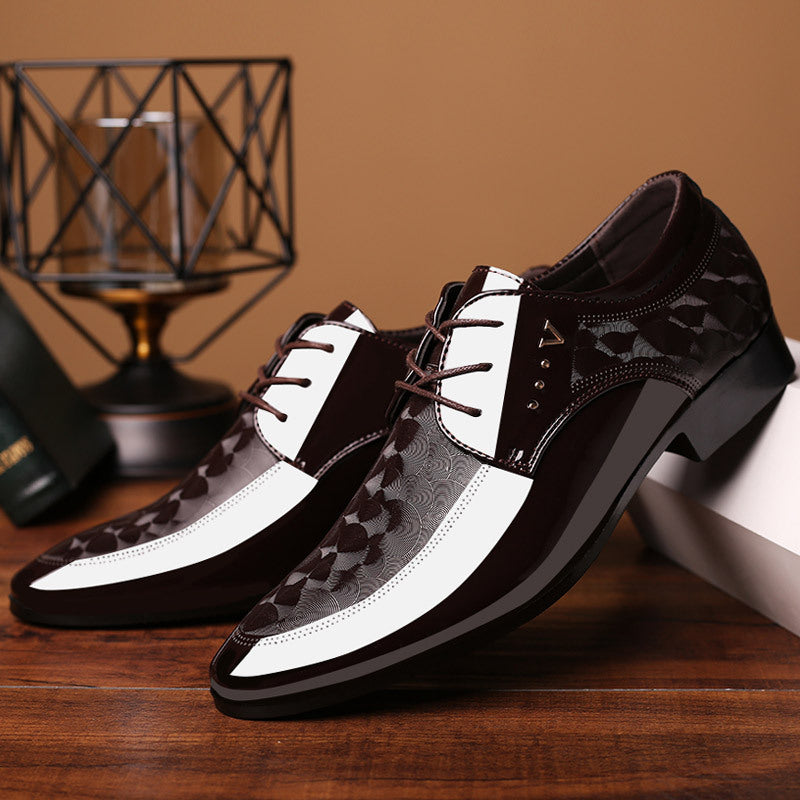 Bright leather shoes for men's business dress shoes, plus size men's shoes, versatile wedding shoes - V.I.P Digital Presence