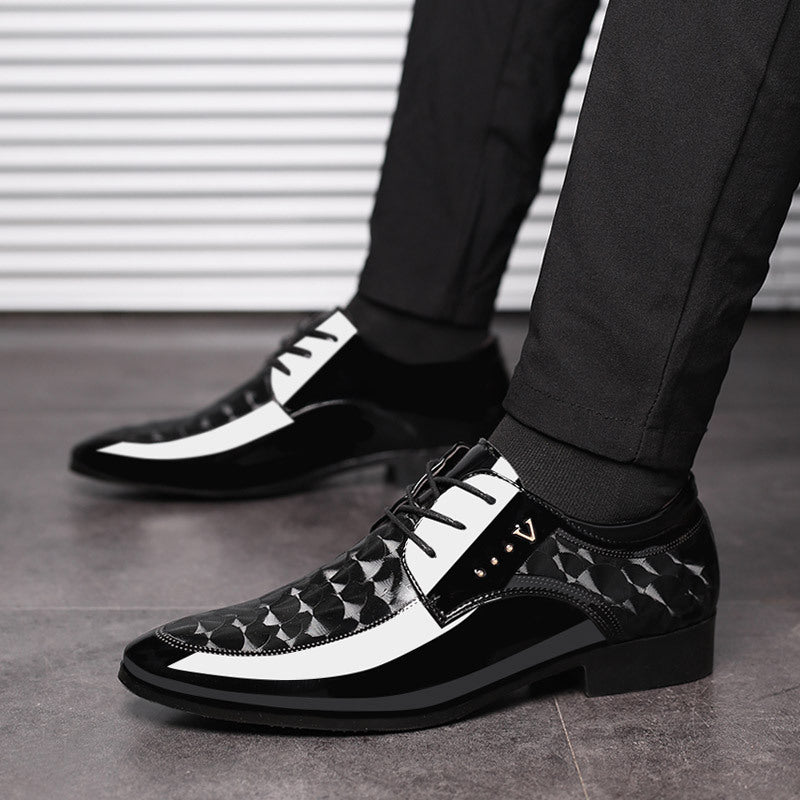 Bright leather shoes for men's business dress shoes, plus size men's shoes, versatile wedding shoes - V.I.P Digital Presence