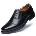 Business formal men's three pointed captain standard leather shoes, security black casual shoes - V.I.P Digital Presence
