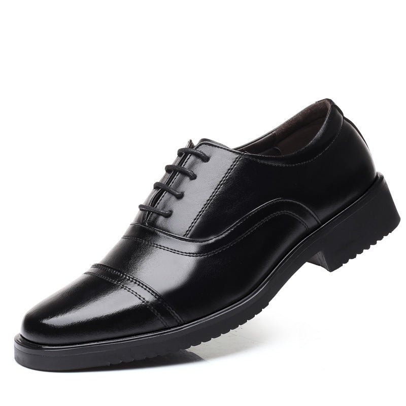 Business formal men's three pointed captain standard leather shoes, security black casual shoes - V.I.P Digital Presence