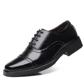 Business formal men's three pointed captain standard leather shoes, security black casual shoes - V.I.P Digital Presence