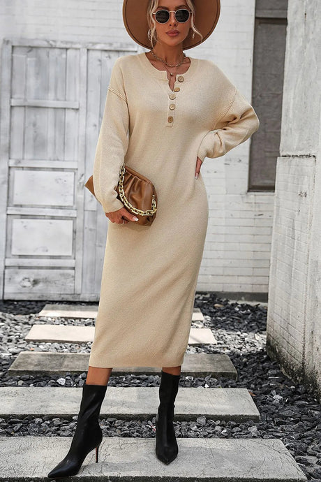 Button knit sweater dress fashionable temperament commuting women's sweater women - V.I.P Digital Presence