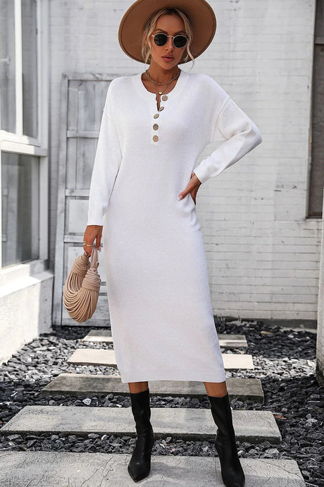 Button knit sweater dress fashionable temperament commuting women's sweater women - V.I.P Digital Presence