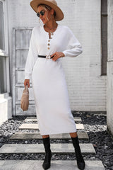 Button knit sweater dress fashionable temperament commuting women's sweater women - V.I.P Digital Presence