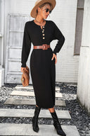 Button knit sweater dress fashionable temperament commuting women's sweater women - V.I.P Digital Presence