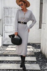 Button knit sweater dress fashionable temperament commuting women's sweater women - V.I.P Digital Presence