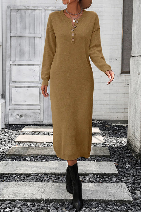 Button knit sweater dress fashionable temperament commuting women's sweater women - V.I.P Digital Presence