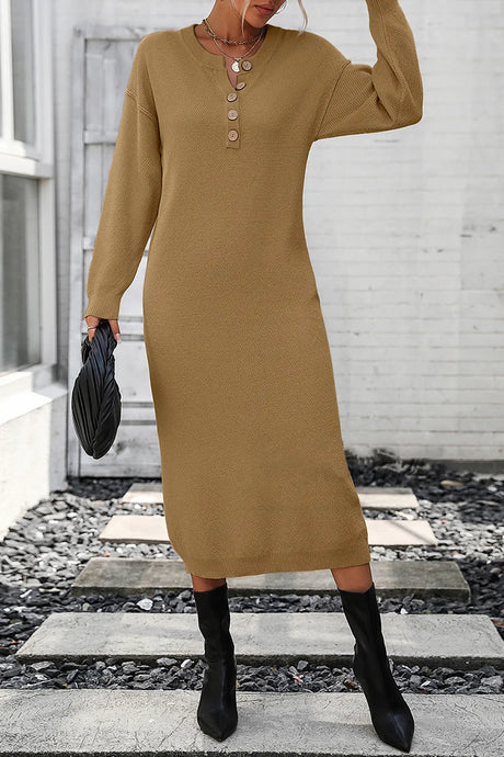 Button knit sweater dress fashionable temperament commuting women's sweater women - V.I.P Digital Presence