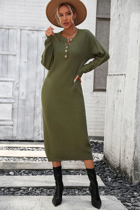 Button knit sweater dress fashionable temperament commuting women's sweater women - V.I.P Digital Presence