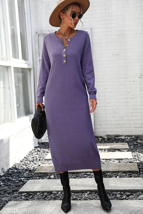 Button knit sweater dress fashionable temperament commuting women's sweater women - V.I.P Digital Presence