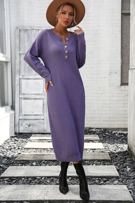 Button knit sweater dress fashionable temperament commuting women's sweater women - V.I.P Digital Presence
