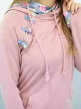 Button printed hooded women's hoodie - V.I.P Digital Presence