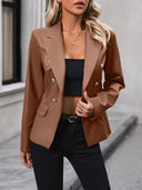 Button Up Collared Neck Blazer - V.I.P Digital Presence