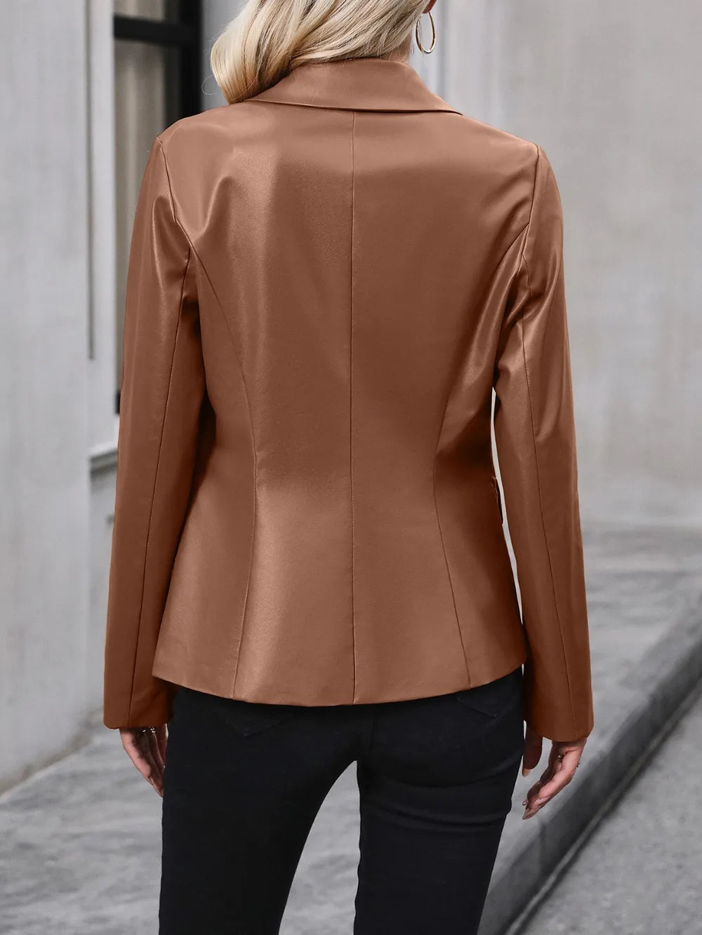 Button Up Collared Neck Blazer - V.I.P Digital Presence