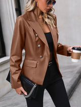 Button Up Collared Neck Blazer - V.I.P Digital Presence