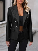 Button Up Collared Neck Blazer - V.I.P Digital Presence