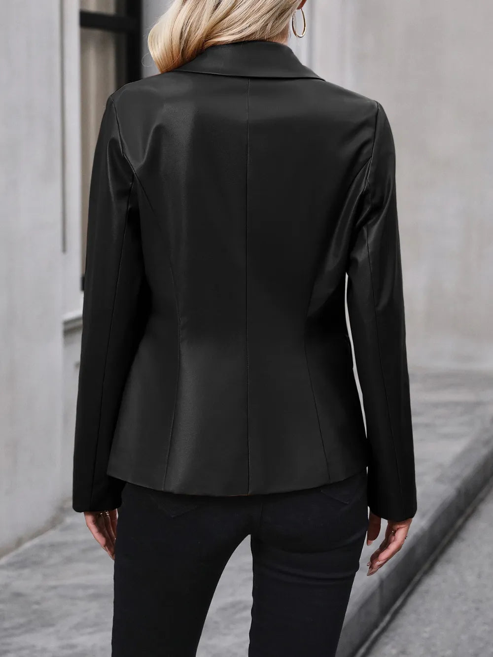 Button Up Collared Neck Blazer - V.I.P Digital Presence