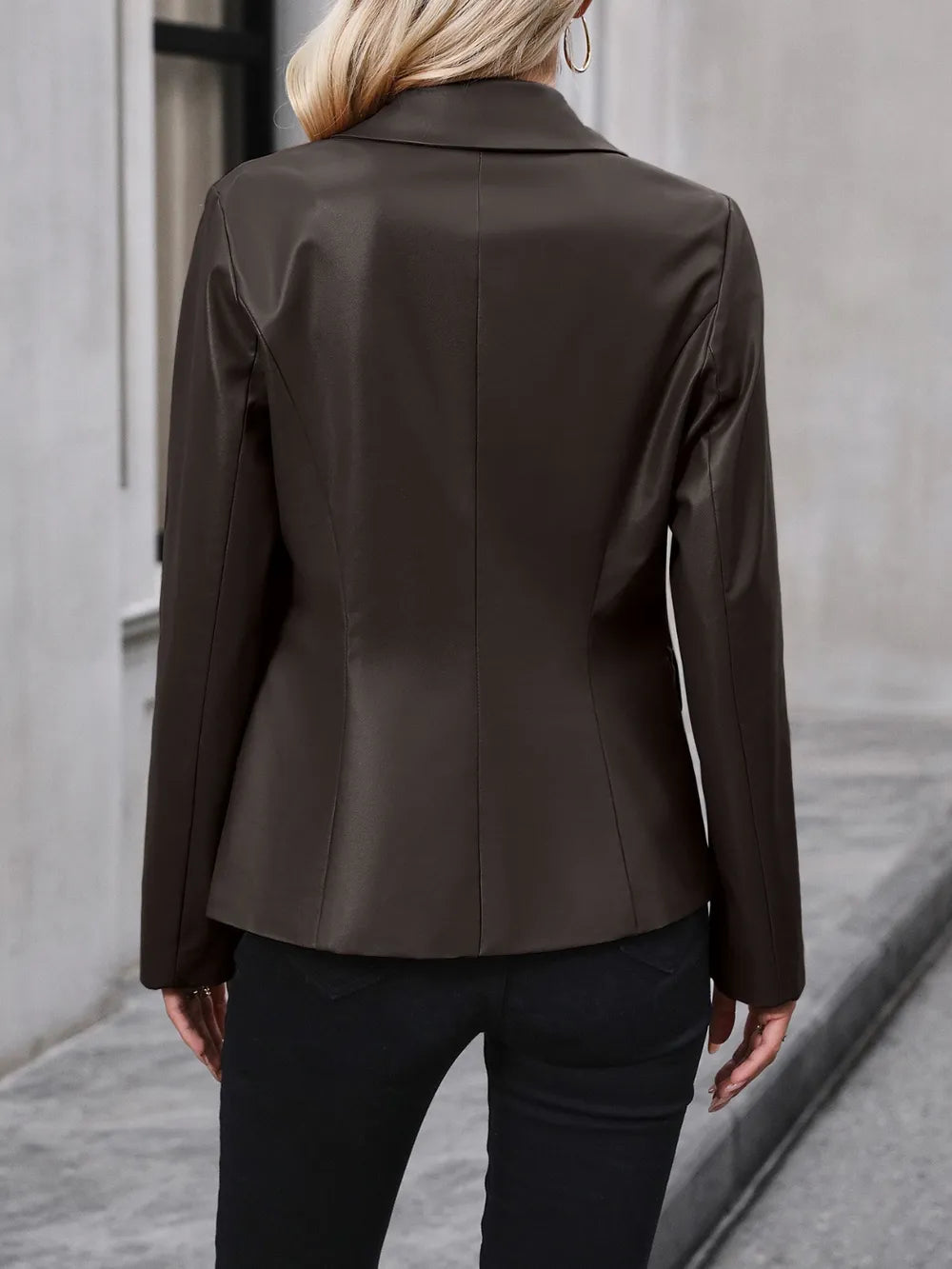 Button Up Collared Neck Blazer - V.I.P Digital Presence