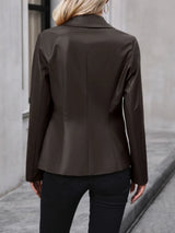 Button Up Collared Neck Blazer - V.I.P Digital Presence