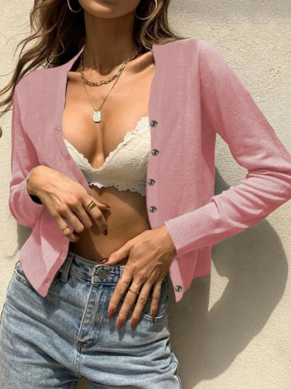 Button Up Long Sleeve Cardigan - V.I.P Digital Presence