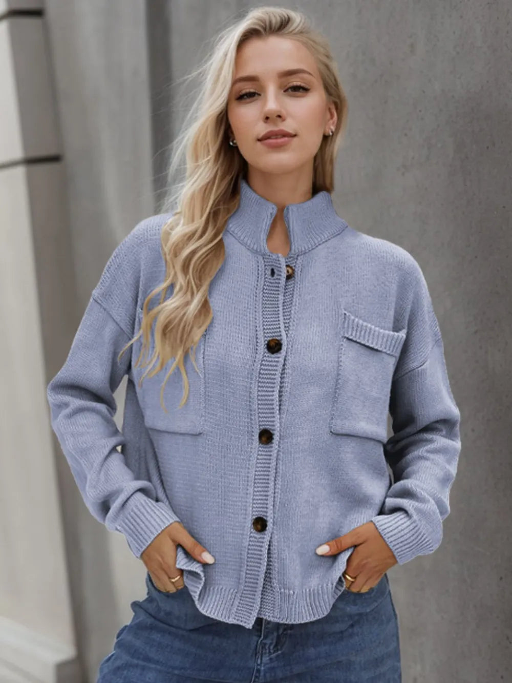 Button Up Long Sleeve Cardigan - V.I.P Digital Presence
