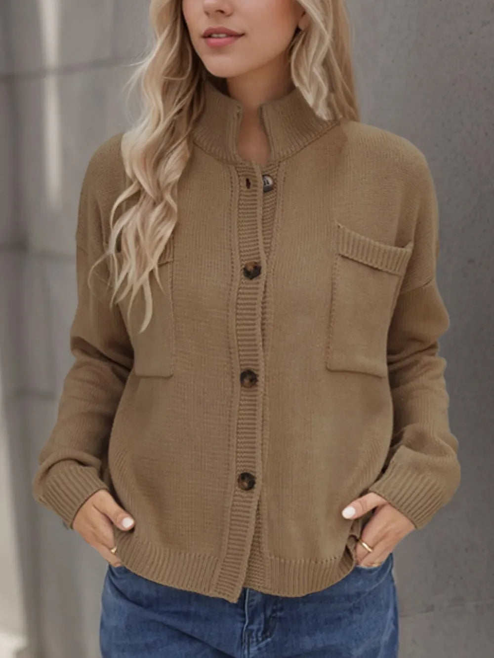 Button Up Long Sleeve Cardigan - V.I.P Digital Presence