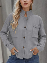 Button Up Long Sleeve Cardigan - V.I.P Digital Presence