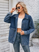 Button Up Long Sleeve Denim Jacket - V.I.P Digital Presence
