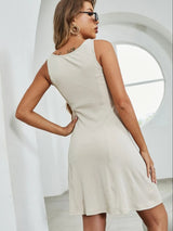 Button Up Square Neck Wide Strap Dress - V.I.P Digital Presence