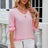 Button V-neck solid color mid sleeve loose T-shirt top for women's wear - V.I.P Digital Presence