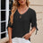 Button V-neck solid color mid sleeve loose T-shirt top for women's wear - V.I.P Digital Presence