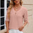 Button V-neck solid color mid sleeve loose T-shirt top for women's wear - V.I.P Digital Presence