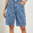 Buttoned Elastic Waist Denim Shorts with Pockets - V.I.P Digital Presence